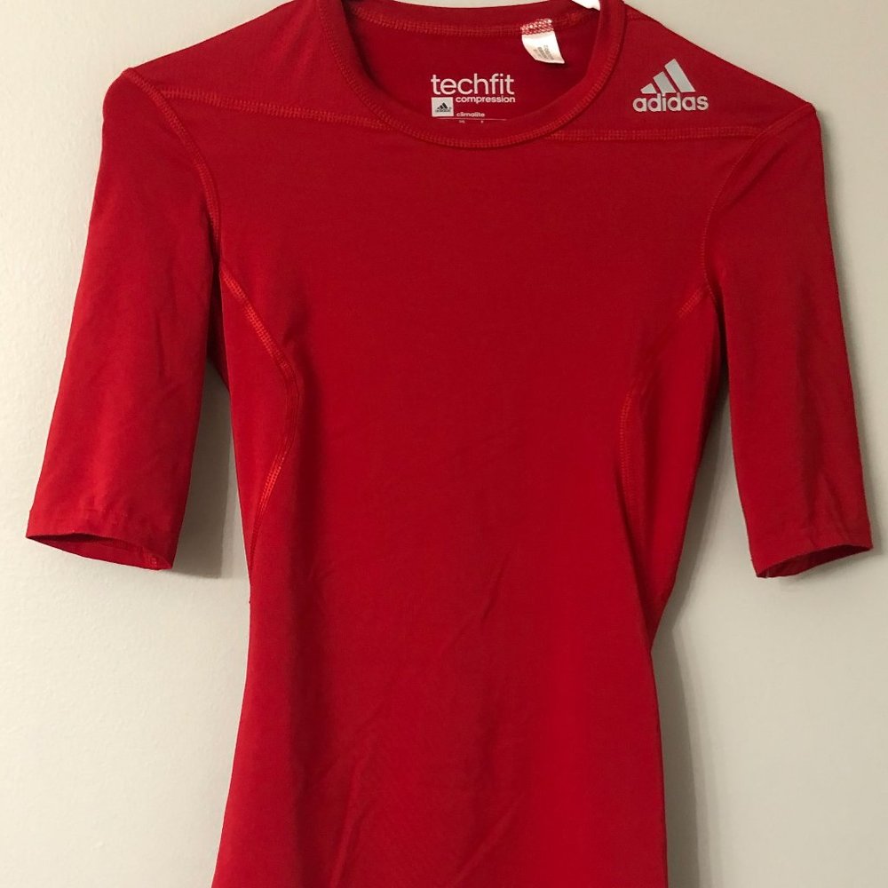 Techfit Adidas Red Compression Workout Shirt